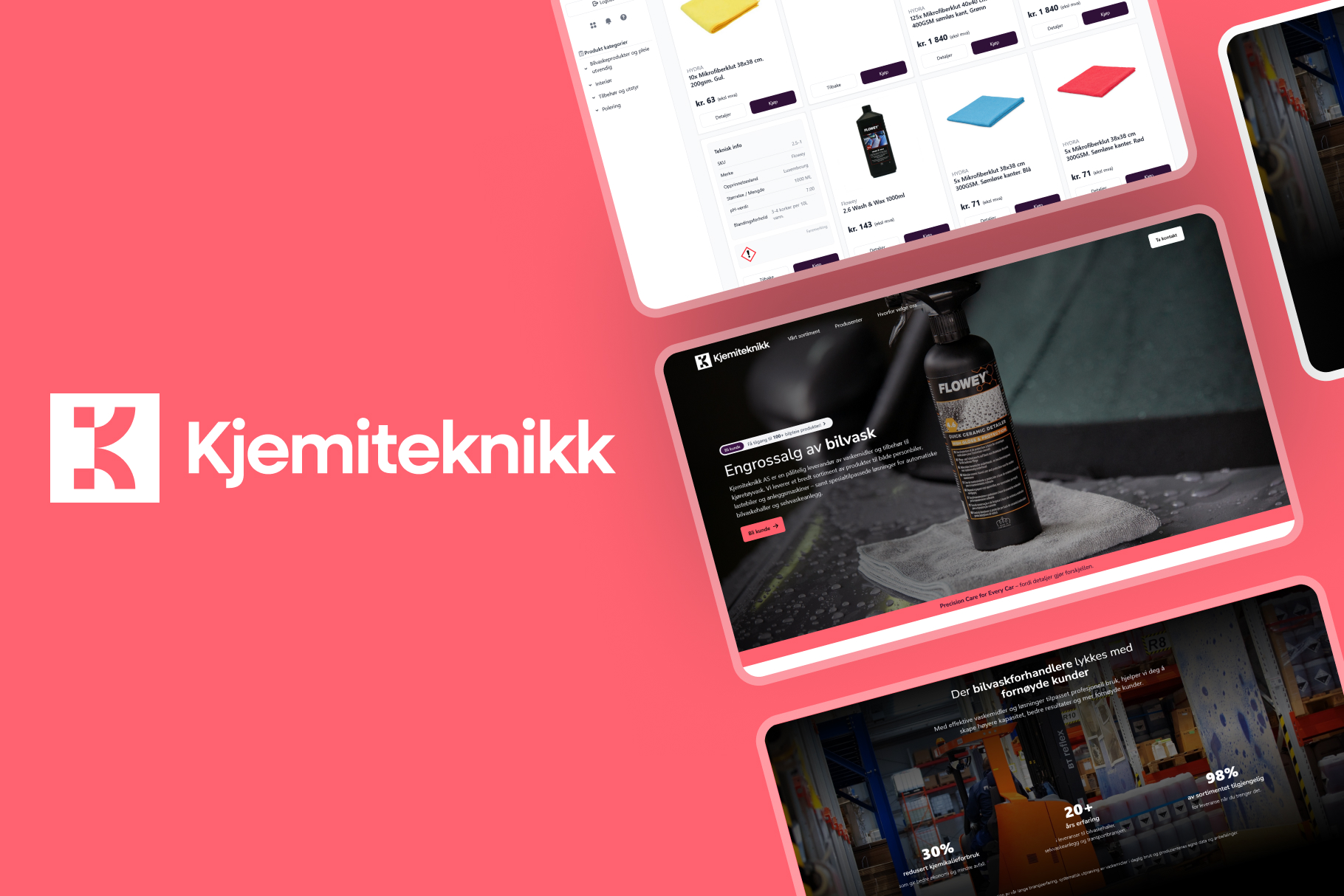 Nettside, logo og kundeportal for grossist av bilpleieprodukter