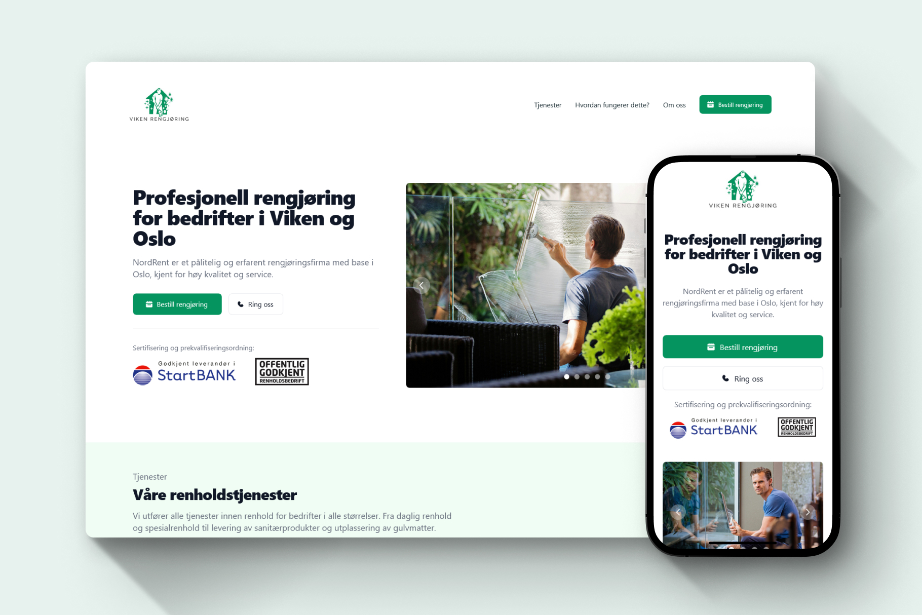 Enkel og profesjonell landingsside for rengjøringsfirma